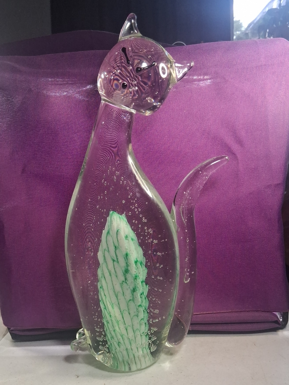 Vintage Murano Style Large Art Glass Cat Figurine
